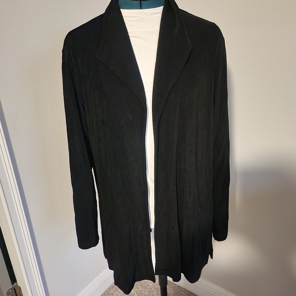 Chico’s Travelers Open Cardigan Size 2 Black (US Size 12) Minimalist Classic